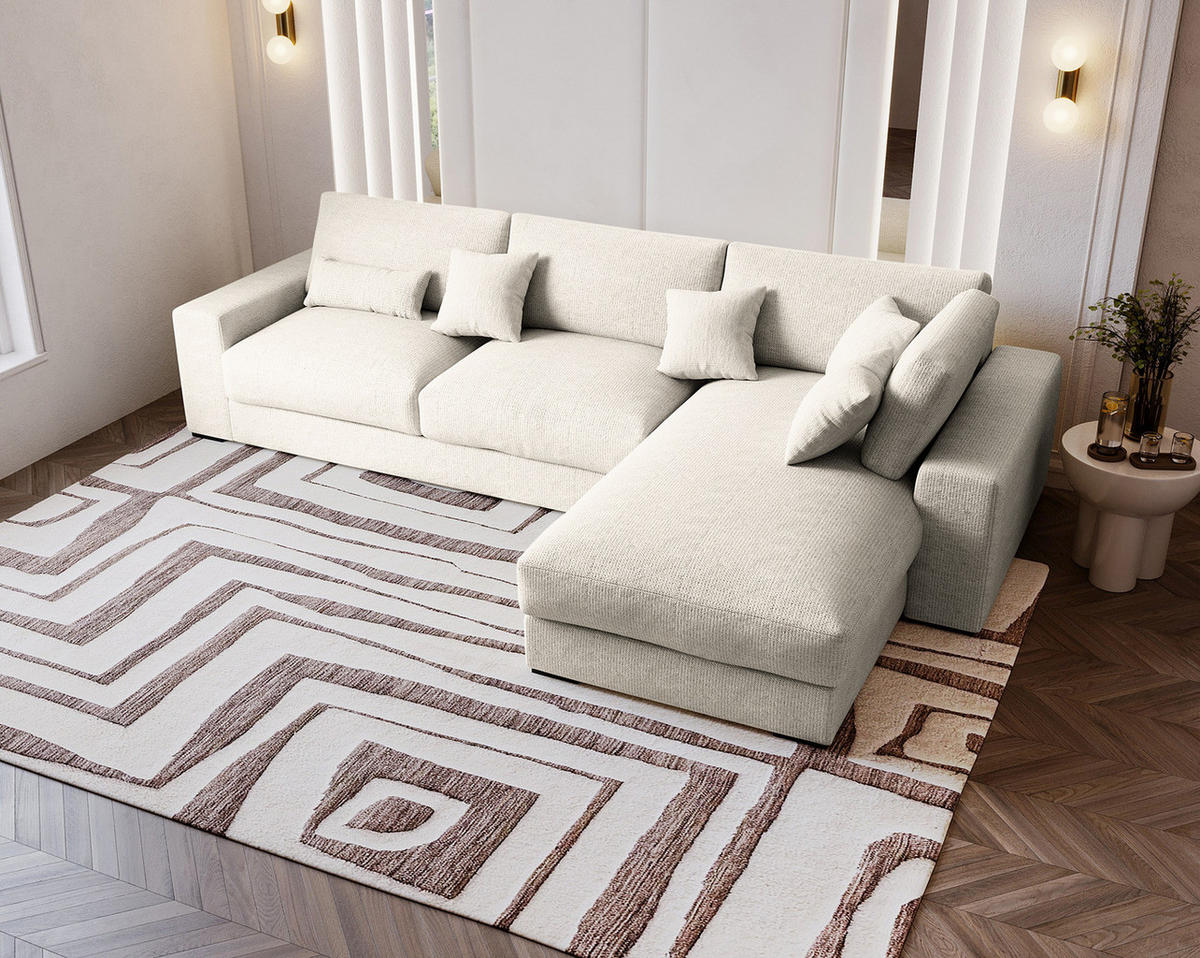 ECKSOFA mit Longchair - Schwarz/Grau, Kunststoff/Textil (340/205cm) - home24