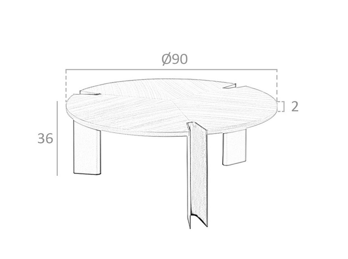 COUCHTISCH Furnier Walnuss und Schwarz Ø90 / 36 cm - Nussbaumfarben/Schwarz, Holz (90/90/36cm) - ANGEL CERDA