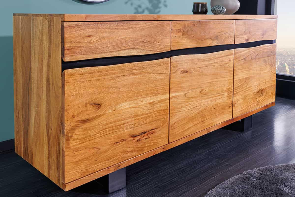 SIDEBOARD MAMMUT Akazie 160cm - Schwarz/Braun, Holz/Metall (160/85/45cm) - riess-ambiente