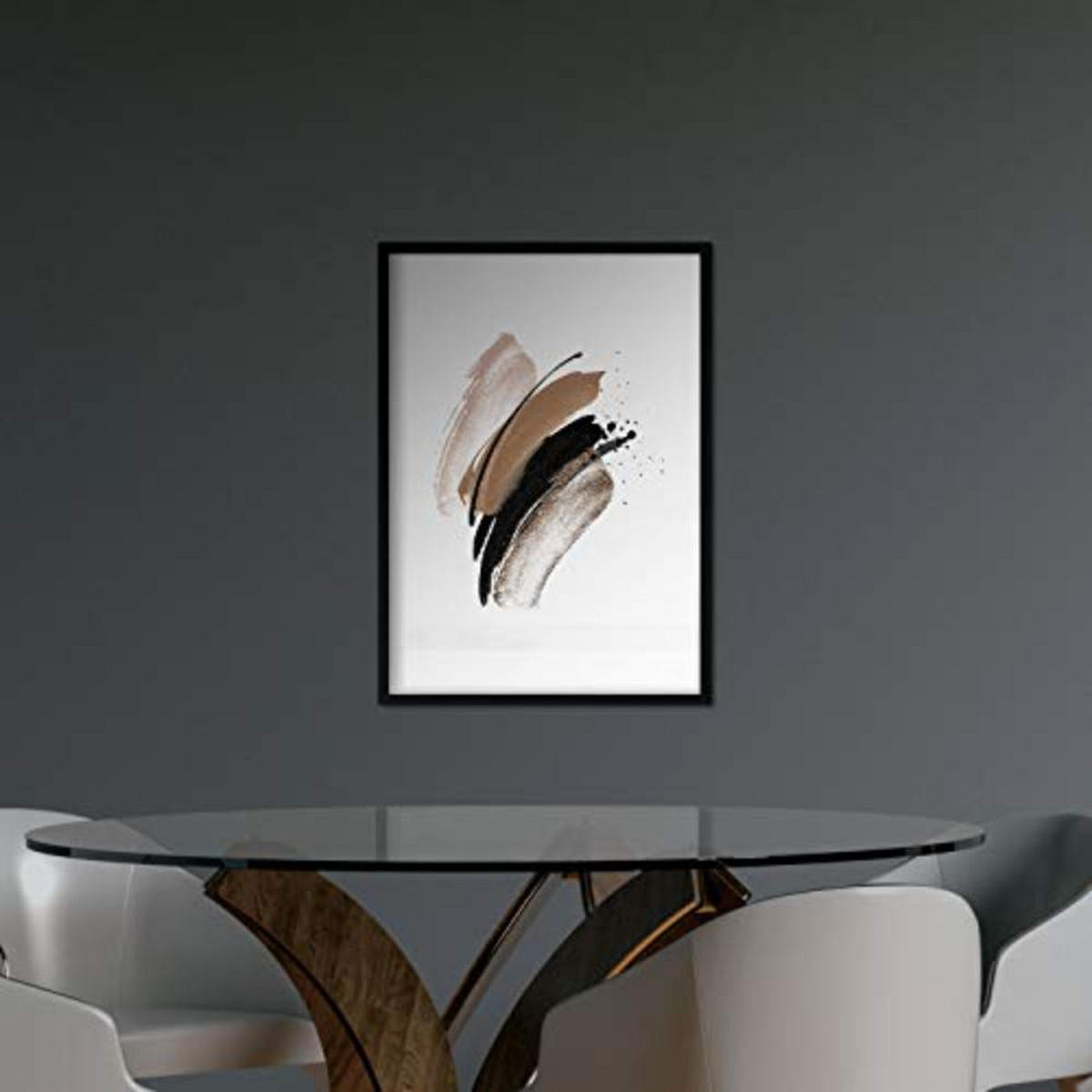 POSTER Set mit 4 Abstrakte Formen und Figuren Braun A4 Schwarzer Rahmen - Schwarz, Papier (29.7/3cm) - Nacnic