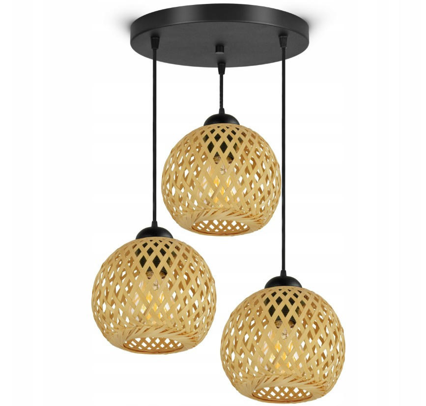 PENDELLEUCHTE BOHO - Beige/Schwarz, Holz/Metall (34/34/100cm) - kiki design