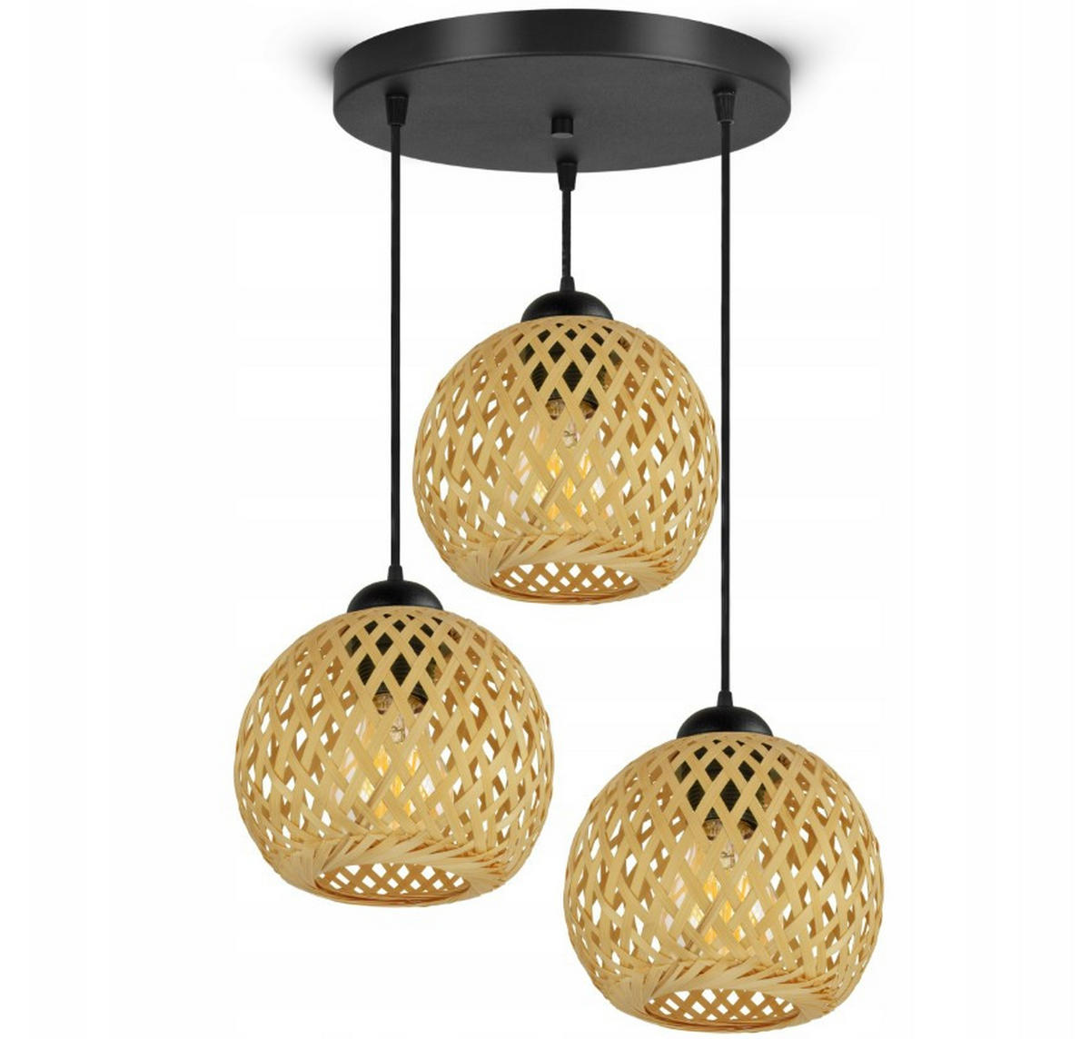 PENDELLEUCHTE BOHO - Beige/Schwarz, Holz/Metall (34/34/100cm) - kiki design