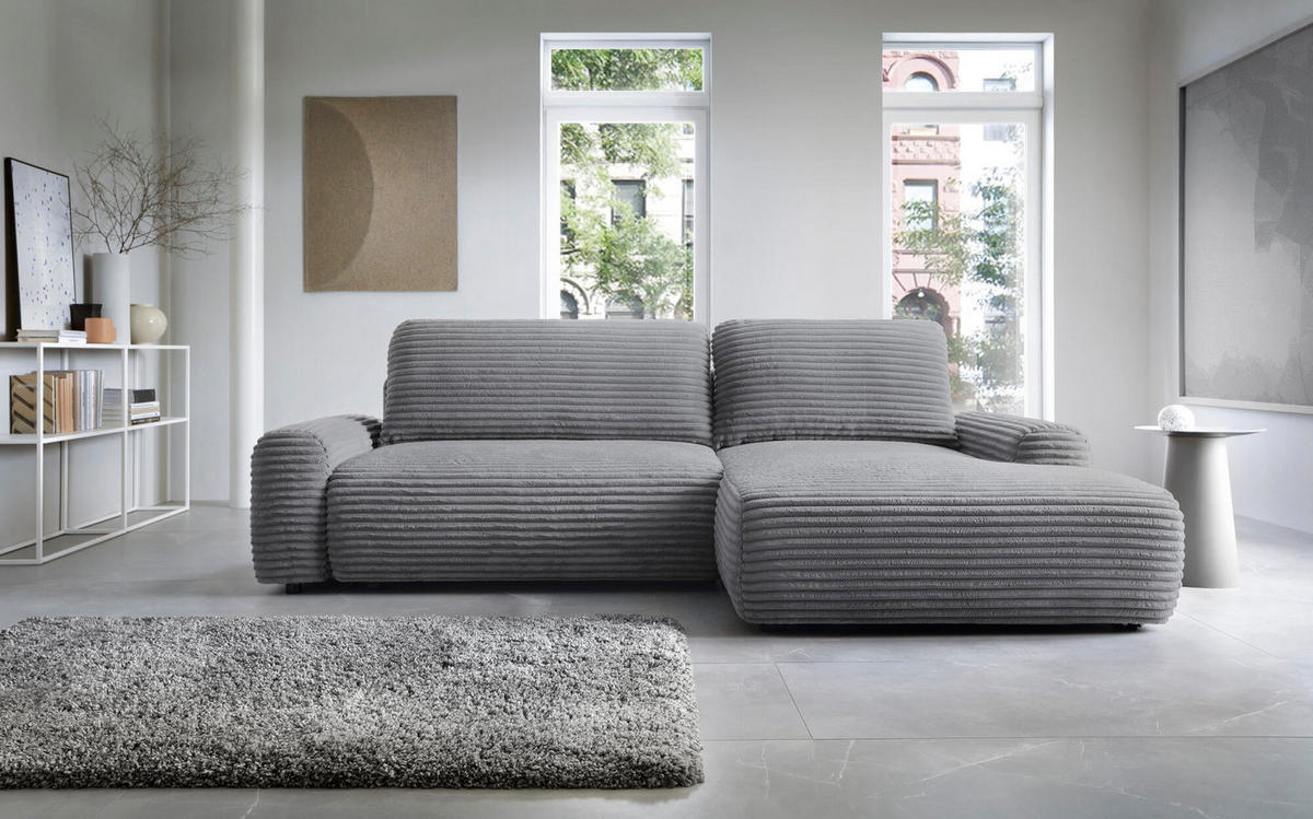 ECKSOFA CORD Grau 264x162x85 cm - Grau, Textil (264/162cm) - FURNLUX