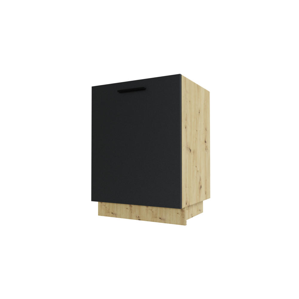Feldmann-Wohnen Küchenunterschrank Graphit, Eiche Artisan 60x82x50 cm
