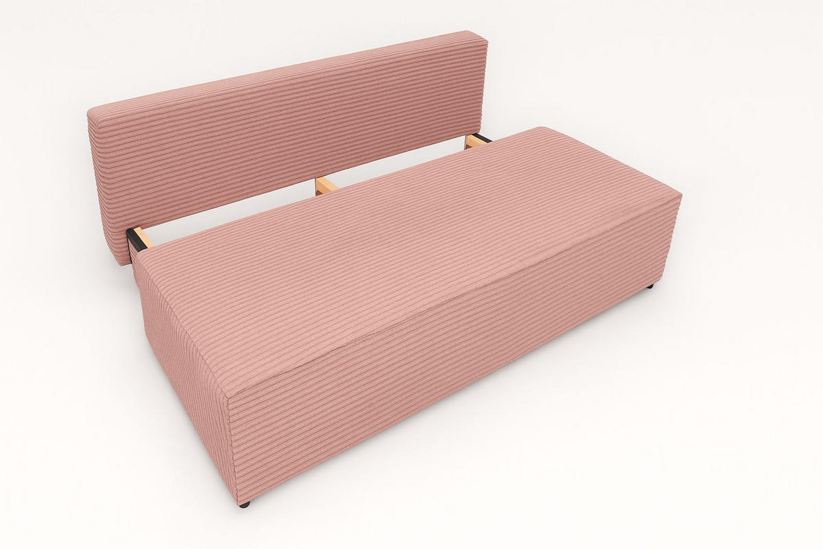 SCHLAFSOFA mit Bettkasten DUO, Stoff Velo, Rosa - Rosa, Holz (198/89/90cm) - Kaiser Möbel