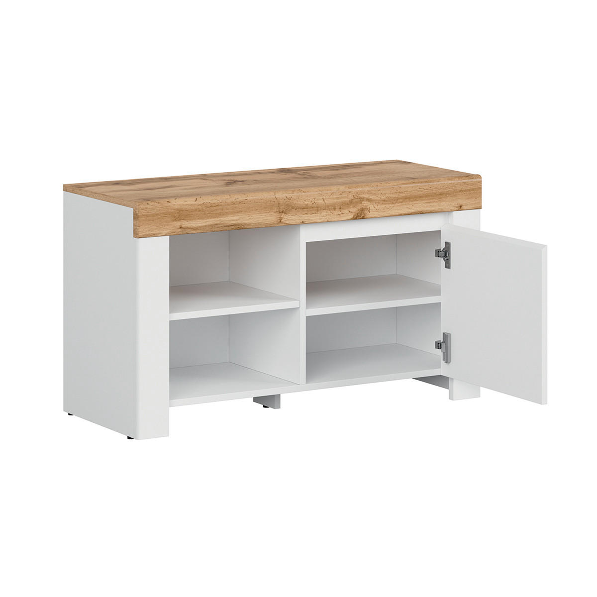 SCHUHMÖBEL Hella Weiß und Holz - Weiß, Holzwerkstoff (92/53/37cm) - Petits-meubles