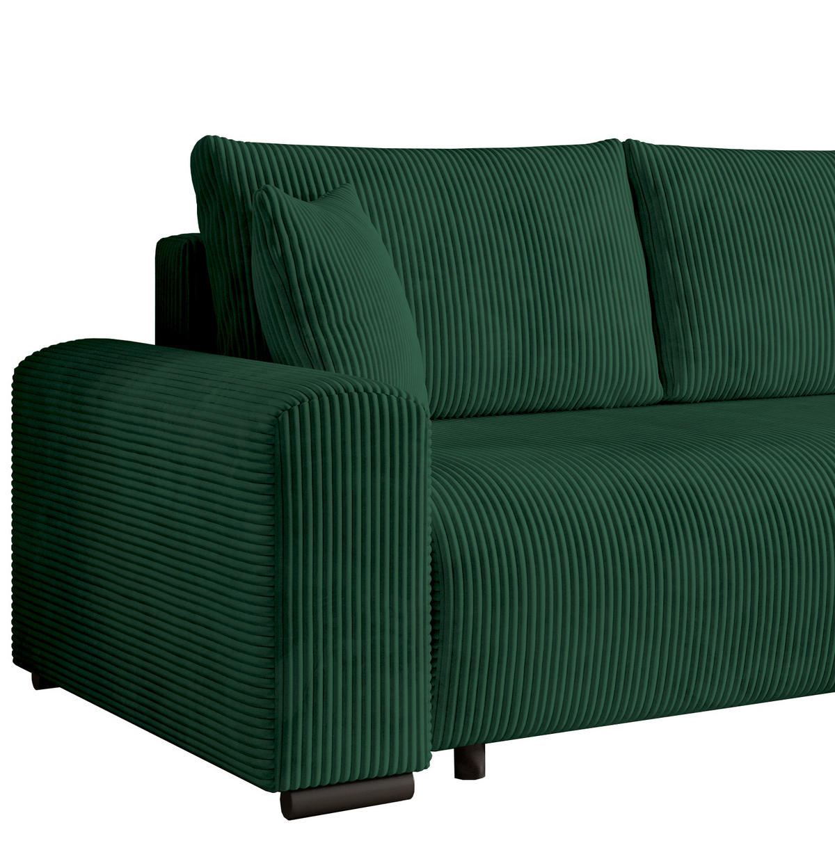 ECKSOFA Nelly mit Bettkasten und Schlaffunktion, Cordstoff in L-Form - Grün, Textil (270/185cm)