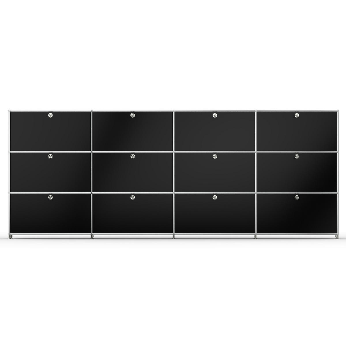 HOCHSCHRANK, 12 Klappen, Schloss, Breite 302 cm, Graphitschwarz - Chromfarben/Silberfarben, Metall (40/118/302.2cm) - Versee