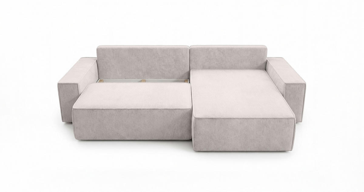 ECKSOFA California mit Schlaffunktion Vanille Rechts - Weiß, Textil (280/184cm) - Cornero