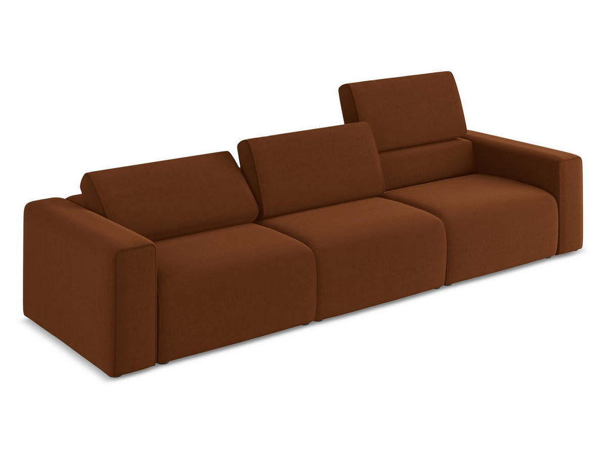 4-SITZER-SOFA Samt Stoff Orange - Rot/Terra cotta, Kunststoff/Textil (314/80/103cm) - Makamii