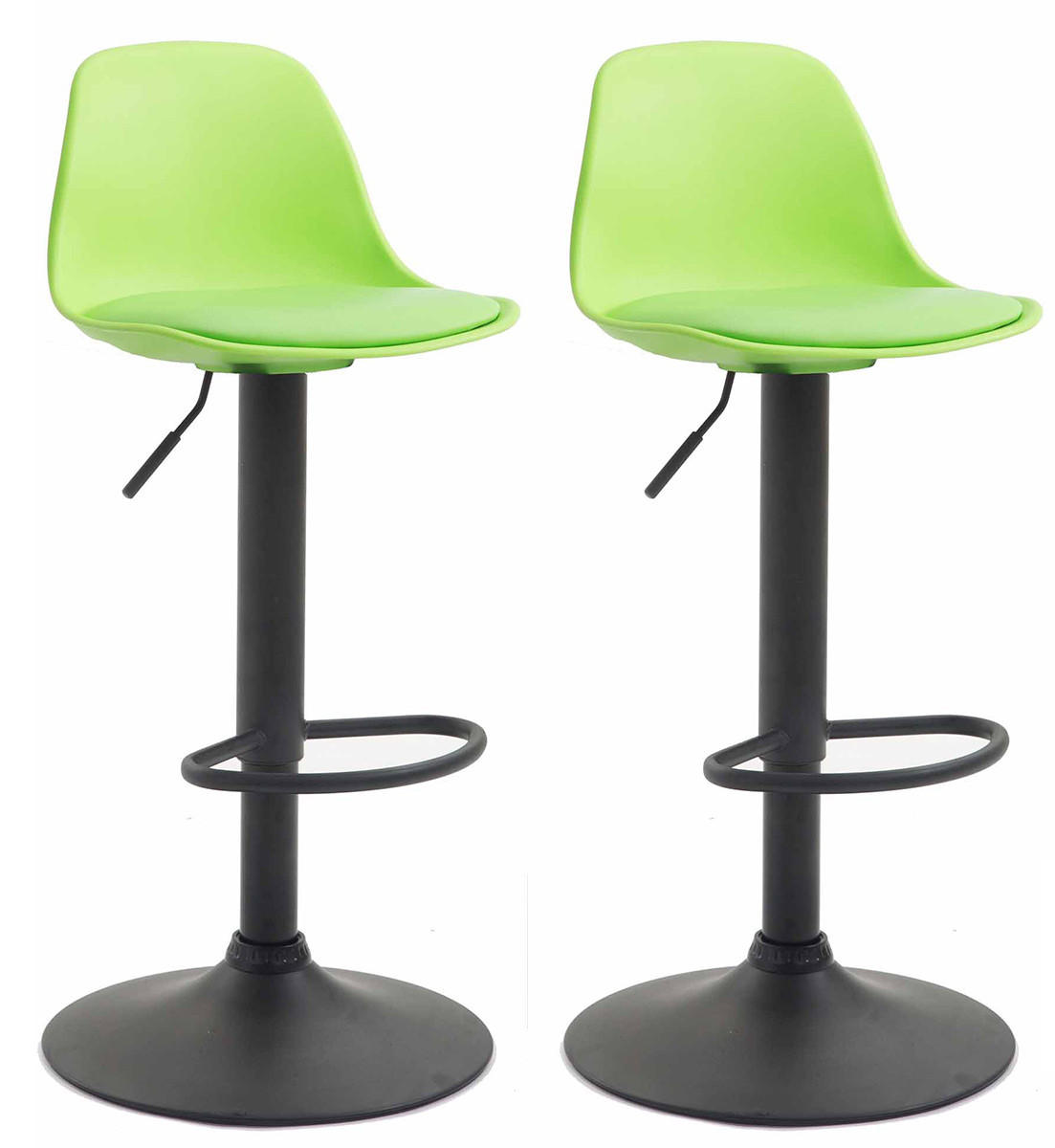 BARHOCKER 2er Set Lederlook grün - Schwarz/Grün, Kunststoff/Textil (39/82/43cm) - CLP