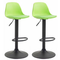BARHOCKER 2er Set Lederlook grün - Schwarz/Grün, Kunststoff/Textil (39/82/43cm) - CLP