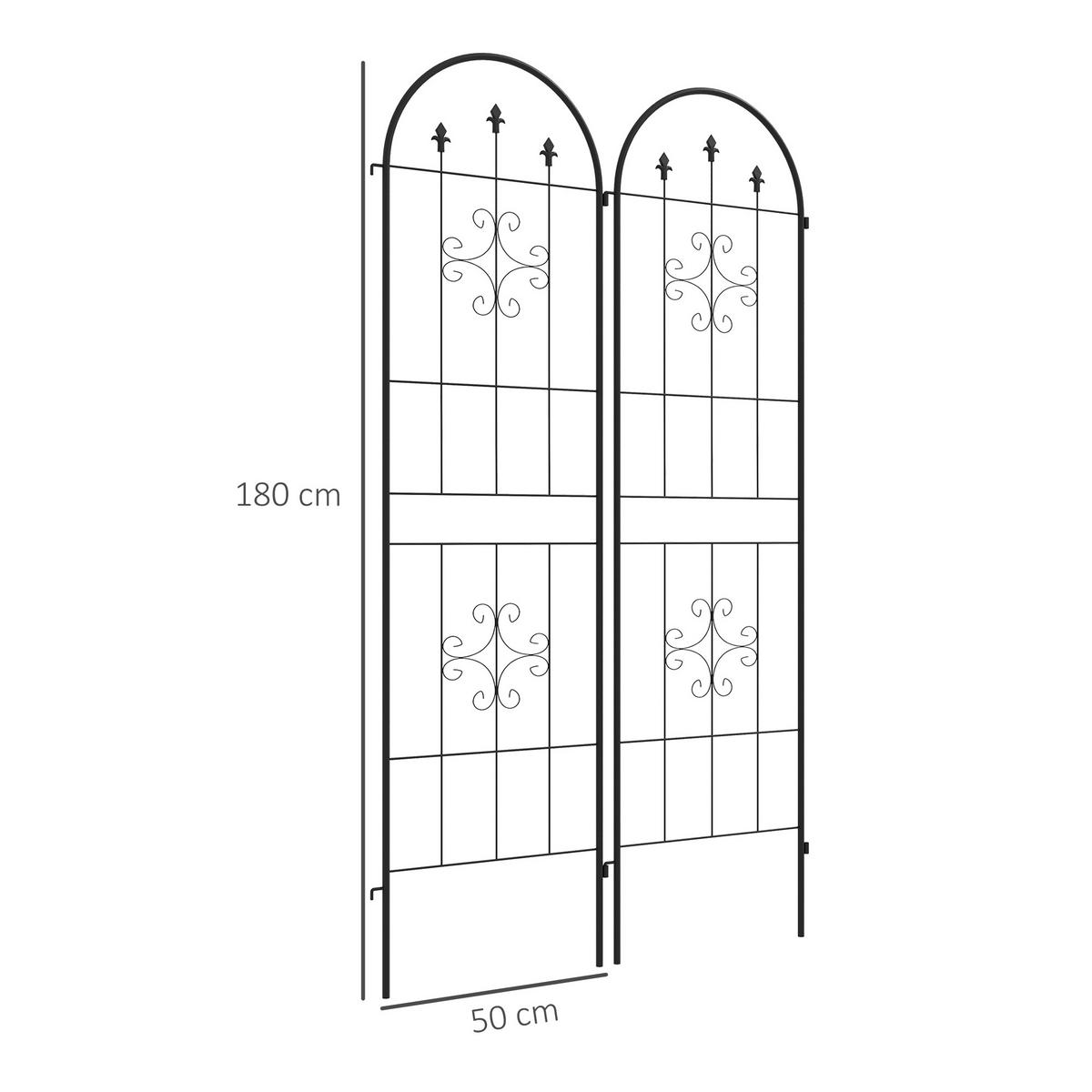 RANKGITTER DE-18324 2er-Set für Kletterpflanzen, 180 cm hoch Schwarz - Schwarz, Metall (1/180/50cm) - ComfortXL