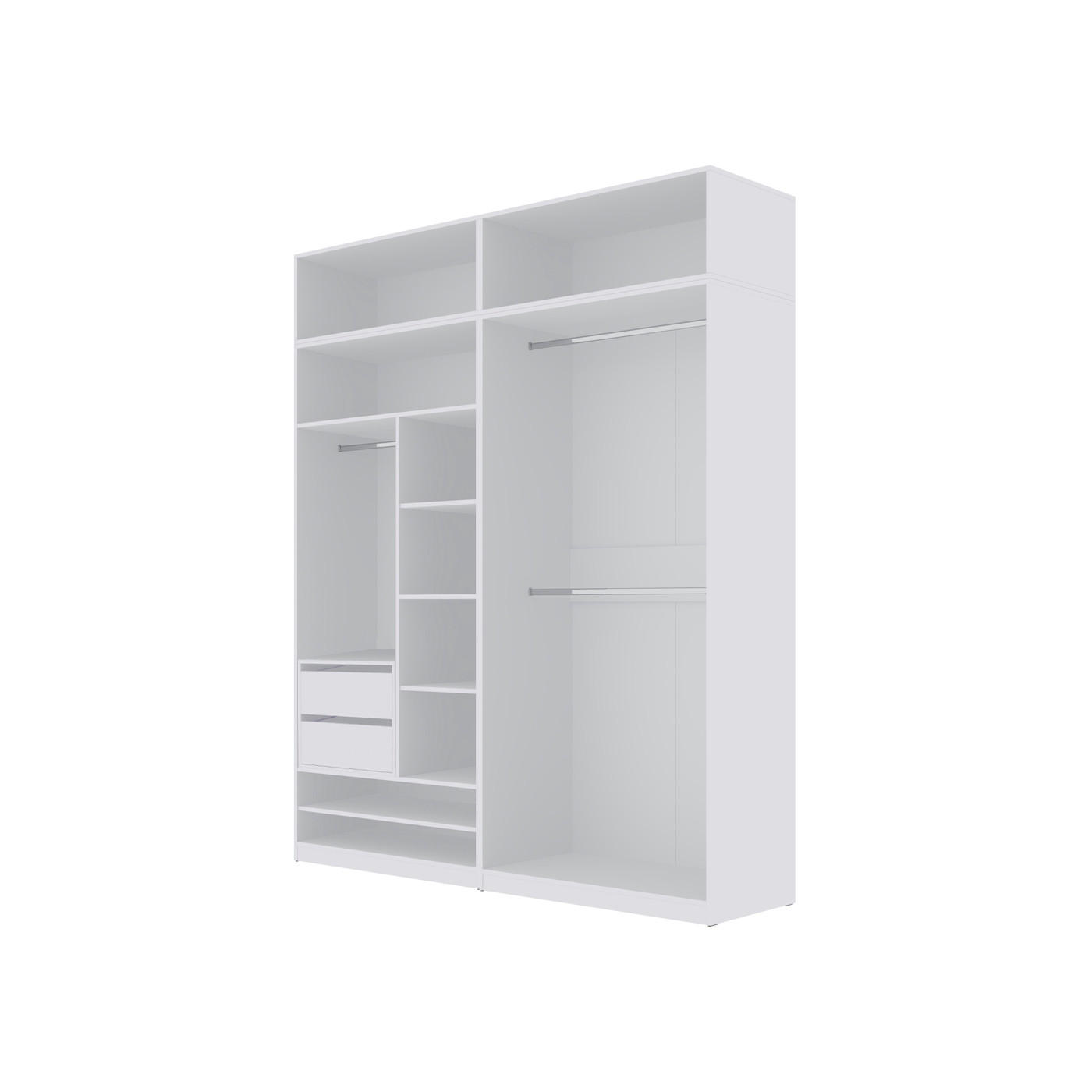 KLEIDERSCHRANK TRES C/B Weiß 190/206/51 cm - Weiß, Holzwerkstoff (190/206/51cm) - Marmex Möbel