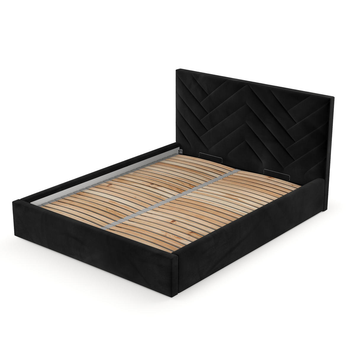 POLSTERBETT Arco 160/200 cm Schwarz im Kronos Stoff - Schwarz/Naturfarben, Holz/Holzwerkstoff (160/200cm) - AltaBeds