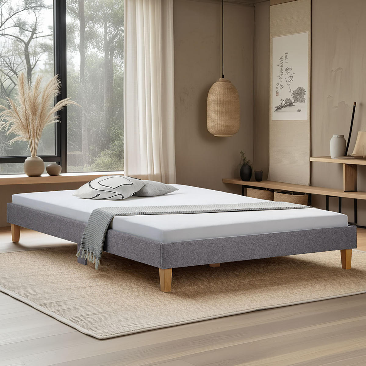 POLSTERBETT mit Lattenrost 160/200 cm in Grau - Grau, Textil (160/200cm) - Homestyle4u