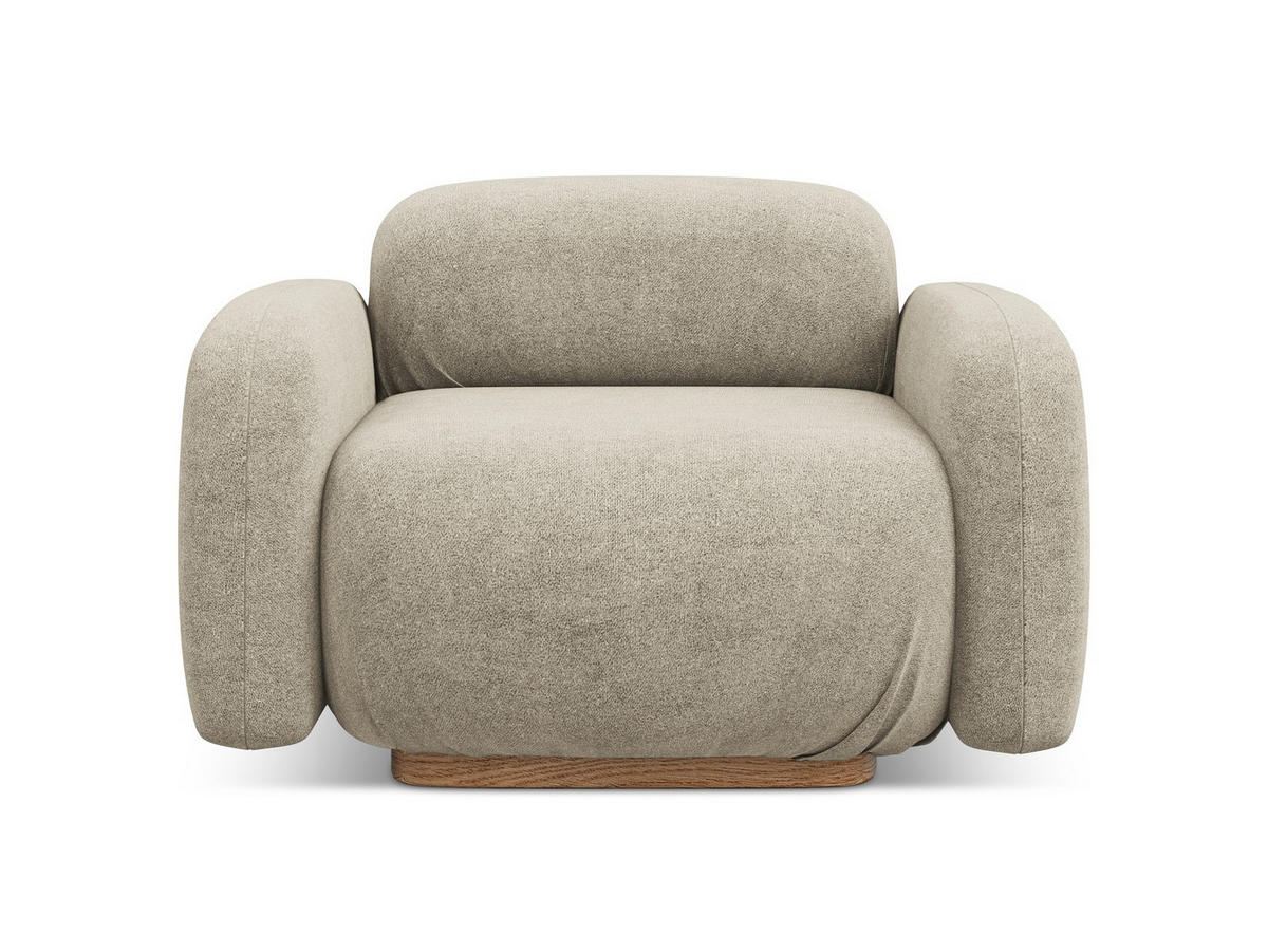 SESSEL Bouclé Stoff Beige - Beige/Braun, Holz/Textil (110/73/95cm) - Makamii