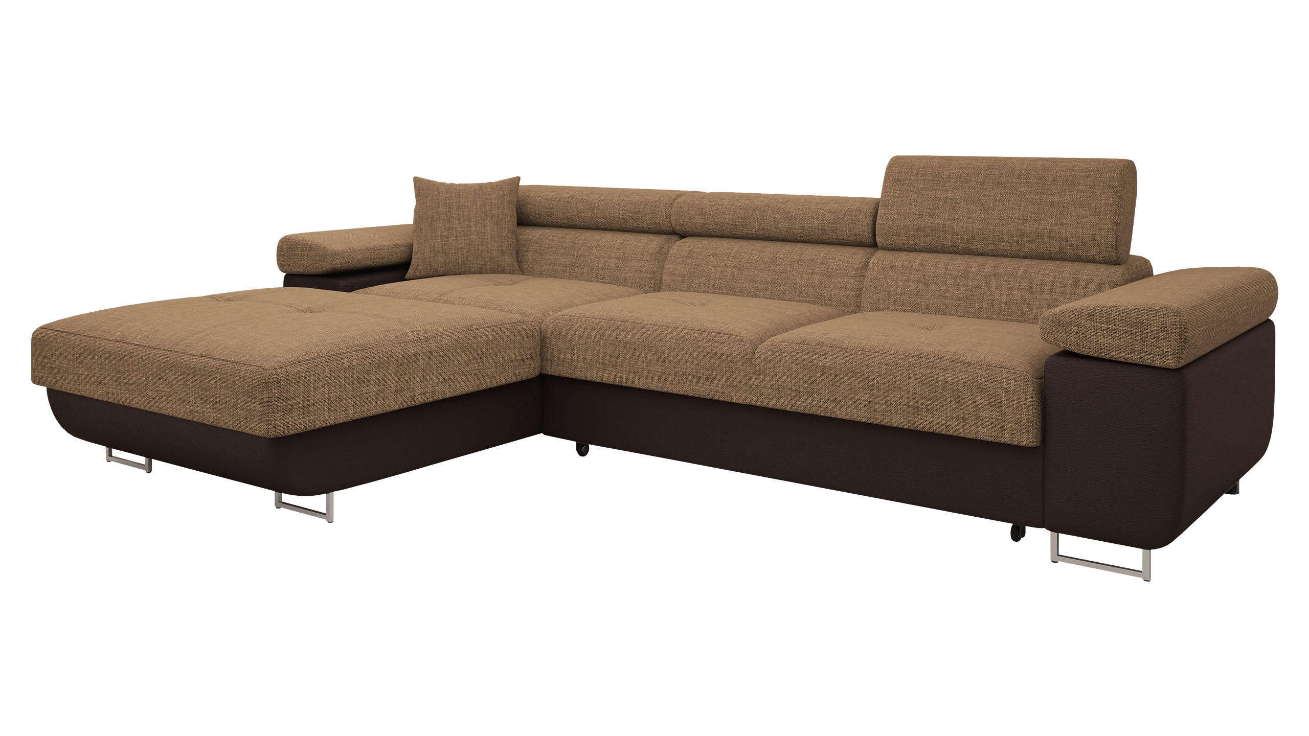 ECKSOFA Torezio Mini, Seite: Links - Braun, Holz/Textil (280/170cm) - MIRJAN24