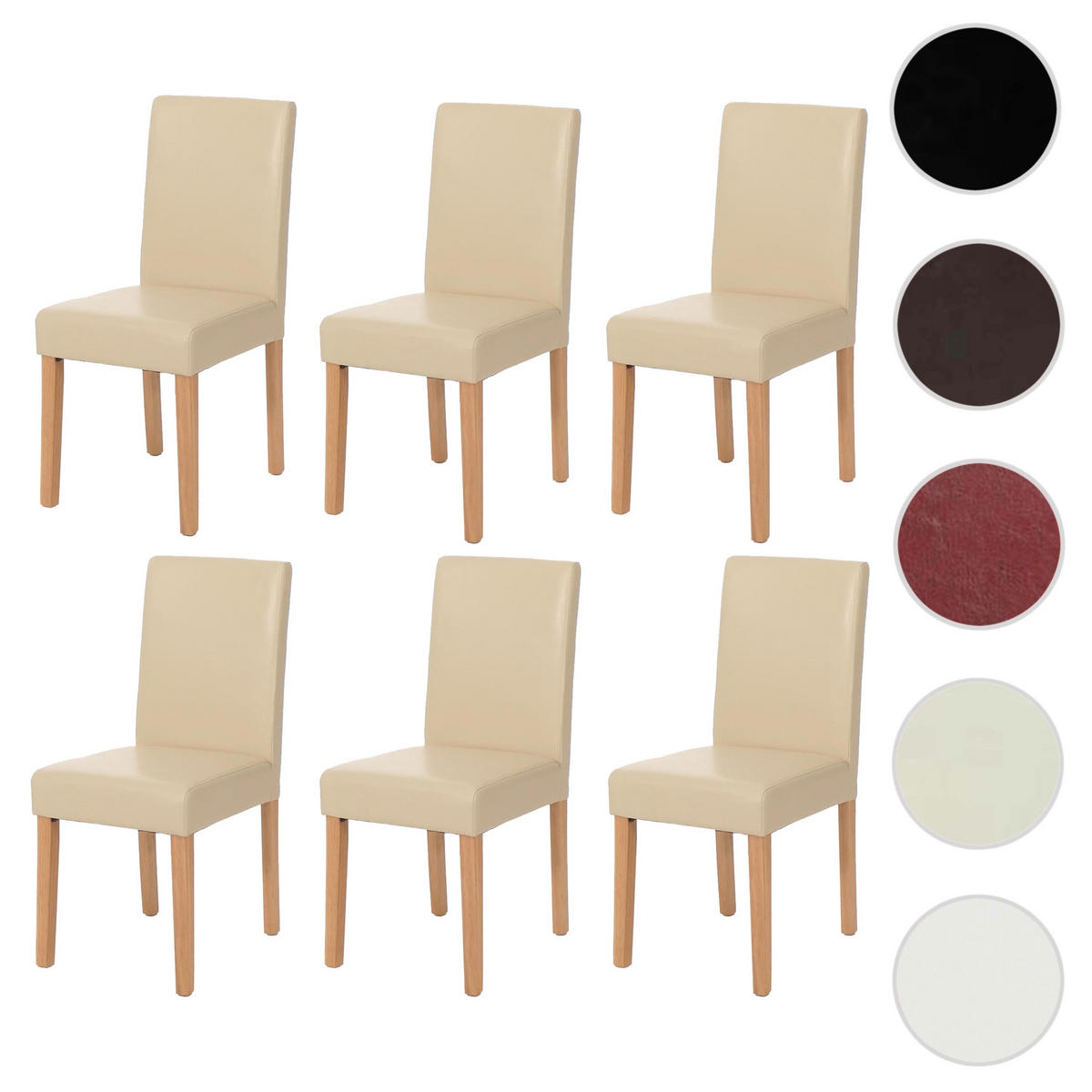 JÍDELNÍ ŽIDLE Béžová, hnědá, sada 6 ks - krémová/hnědá, textil (43/90/56cm) - MCW