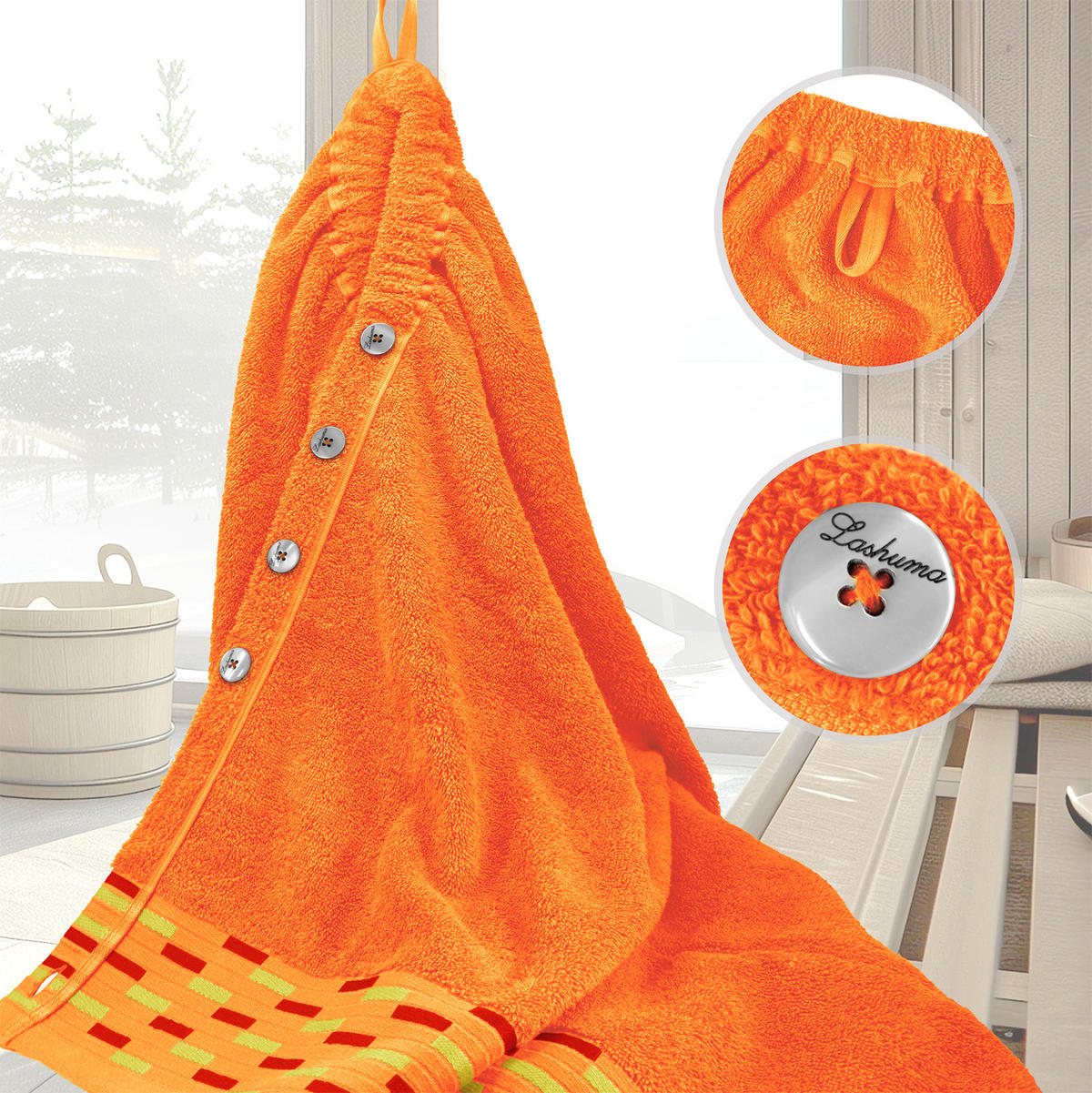SAUNAKILT Dame Lugano Orange - Orange, Textil (150/75cm) - Lashuma