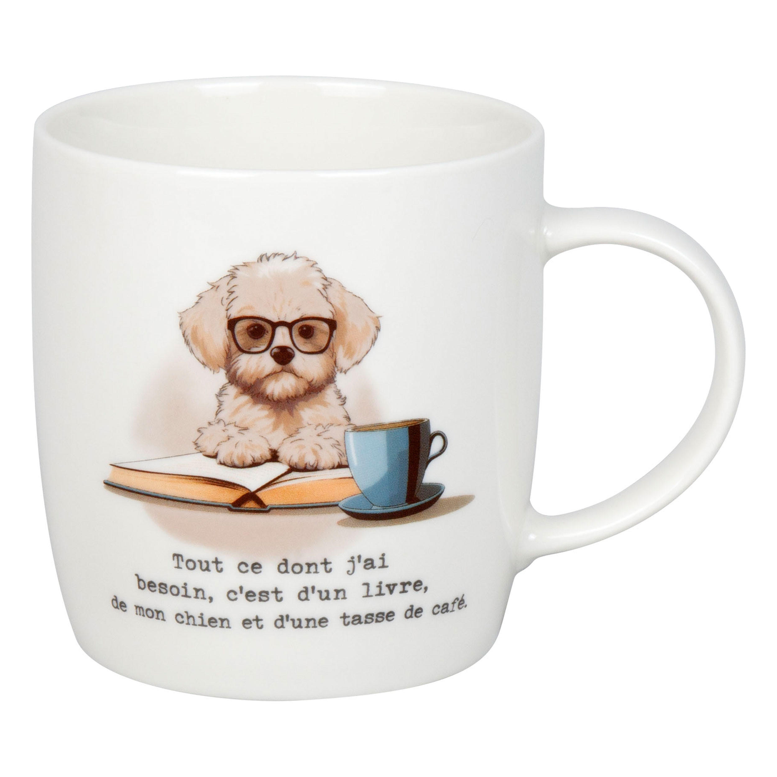 KAFFEEBECHER Livres, chien & café - Naturfarben, Keramik (0.4L) - Könitz