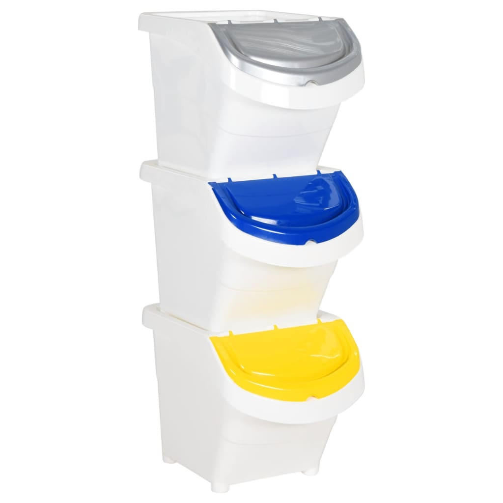 ABFALLBEHÄLTER (3er-Set) mit Deckeln 3x26L Weiß - Weiß, Kunststoff (43.5/32.5/31cm) - DELUKE