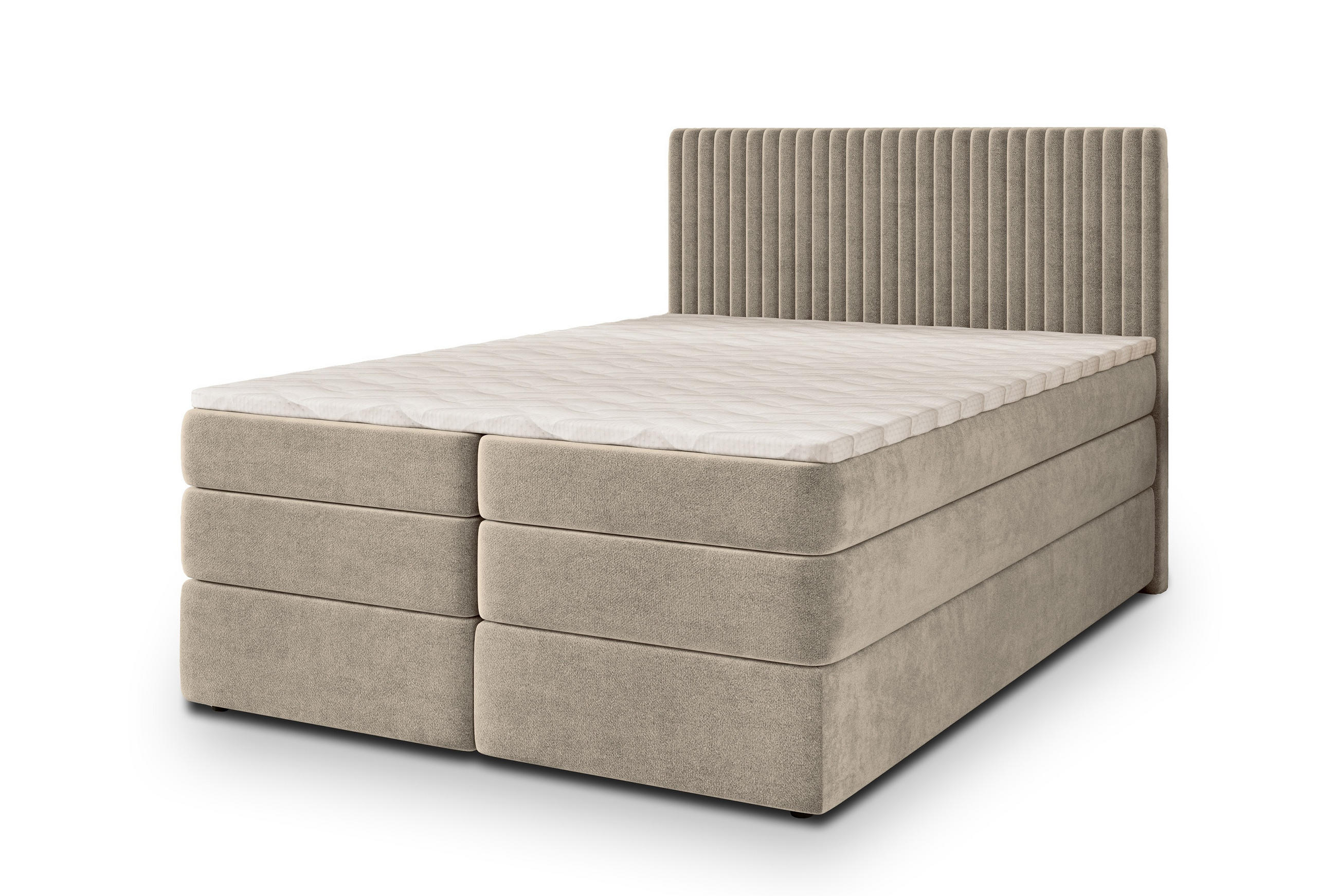 POSTEL BOXSPRING FELBIO 180x200 cm, s matrací a úložným prostorem, béžová - béžová, kompozitní dřevo/textil (180/200cm) - MASSENO