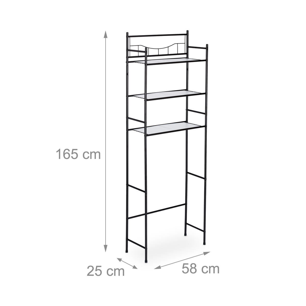 NADSTAVBOVÁ polica - čierna, kov/plast (58/165/25cm) - Relaxdays
