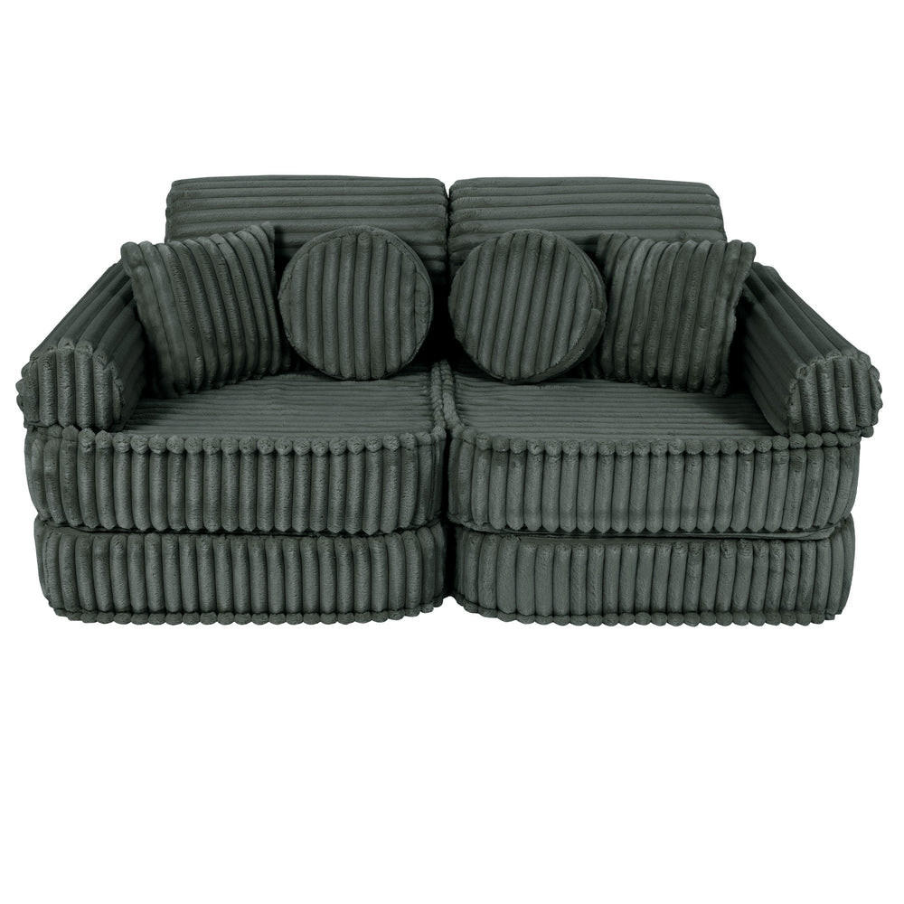 KINDERSOFA, Pocket Basic, Churros, Waldgrün - Dunkelgrün, Textil (120/25/60cm) - MeowBaby