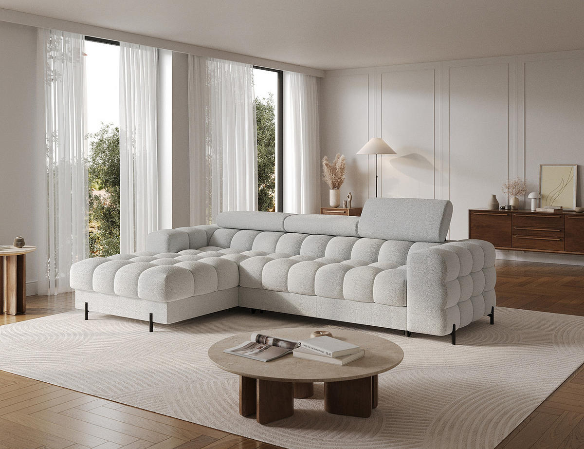 ECKSOFA FELRO mit Schlaffunktion, Bettkasten & verstellbaren Kopfstützen – Modernes Premium-Ecksofa in L-Form - Grau, Kunststoff (285/181cm) - Wohnideebilder