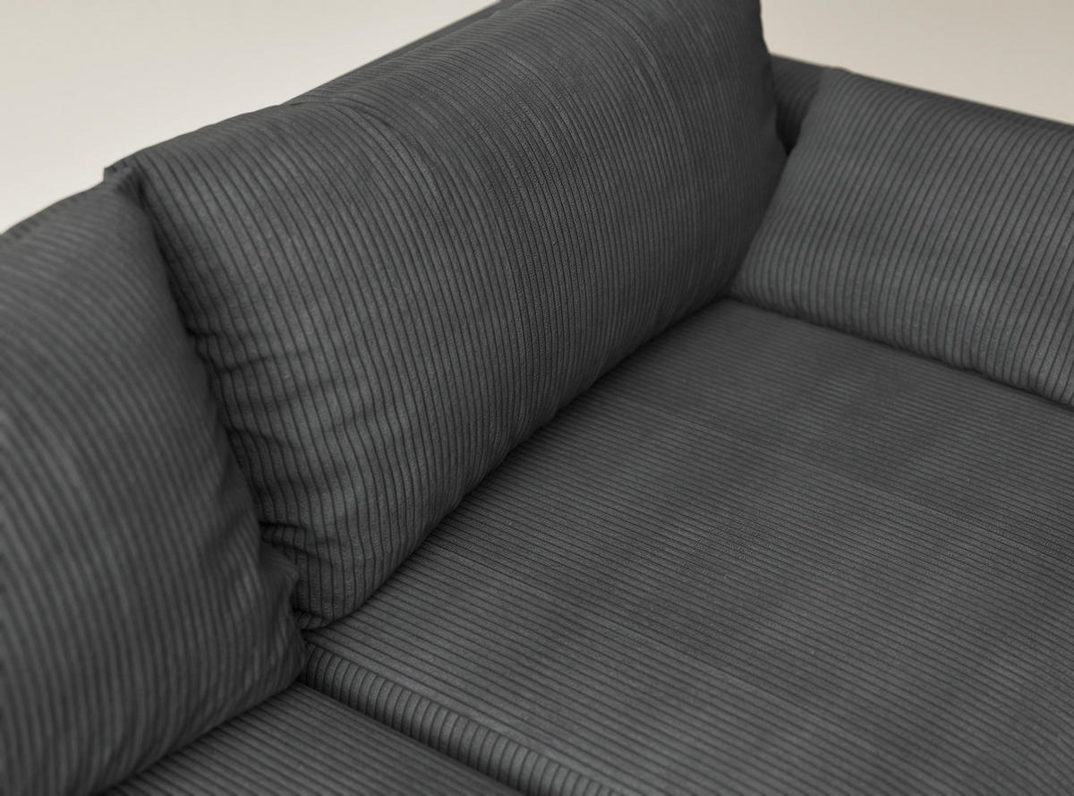 ECKSOFA MIT SCHLAFFUNKTION Leon Anthrazit Samtstoff - Anthrazit/Schwarz, Holz/Holzwerkstoff (148/239cm) - Maison de Reve