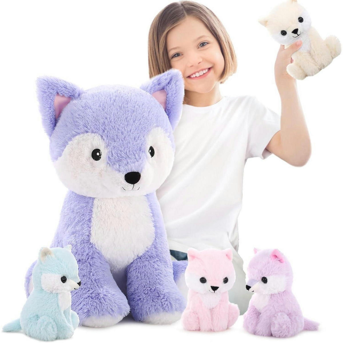 STOFFTIER Fuchs mit 4 Babys 48 cm - Multicolor, Textil (40/50cm)
