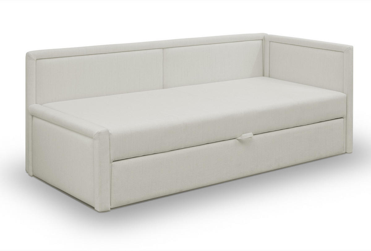 JUGENDBETT Caprili Creme ausziehbar für 2 Personen - Creme/Schwarz, Holz/Textil (82/189cm) - Selsey