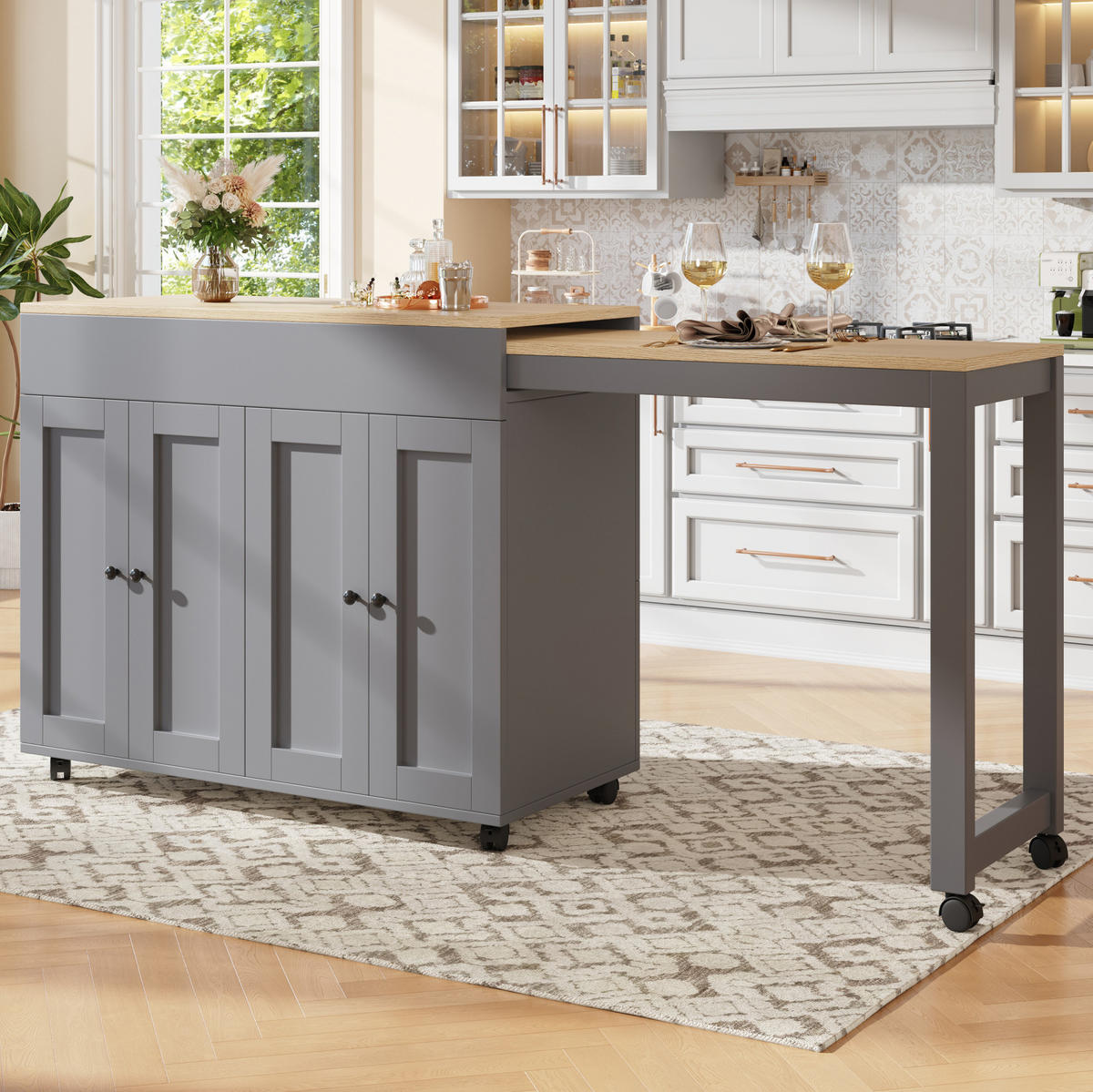 BARTISCH ausziehbar 117-180 x 50 x 94,6 cm Grau - Grau, Holz (50/94.5/180cm) - Beauniv