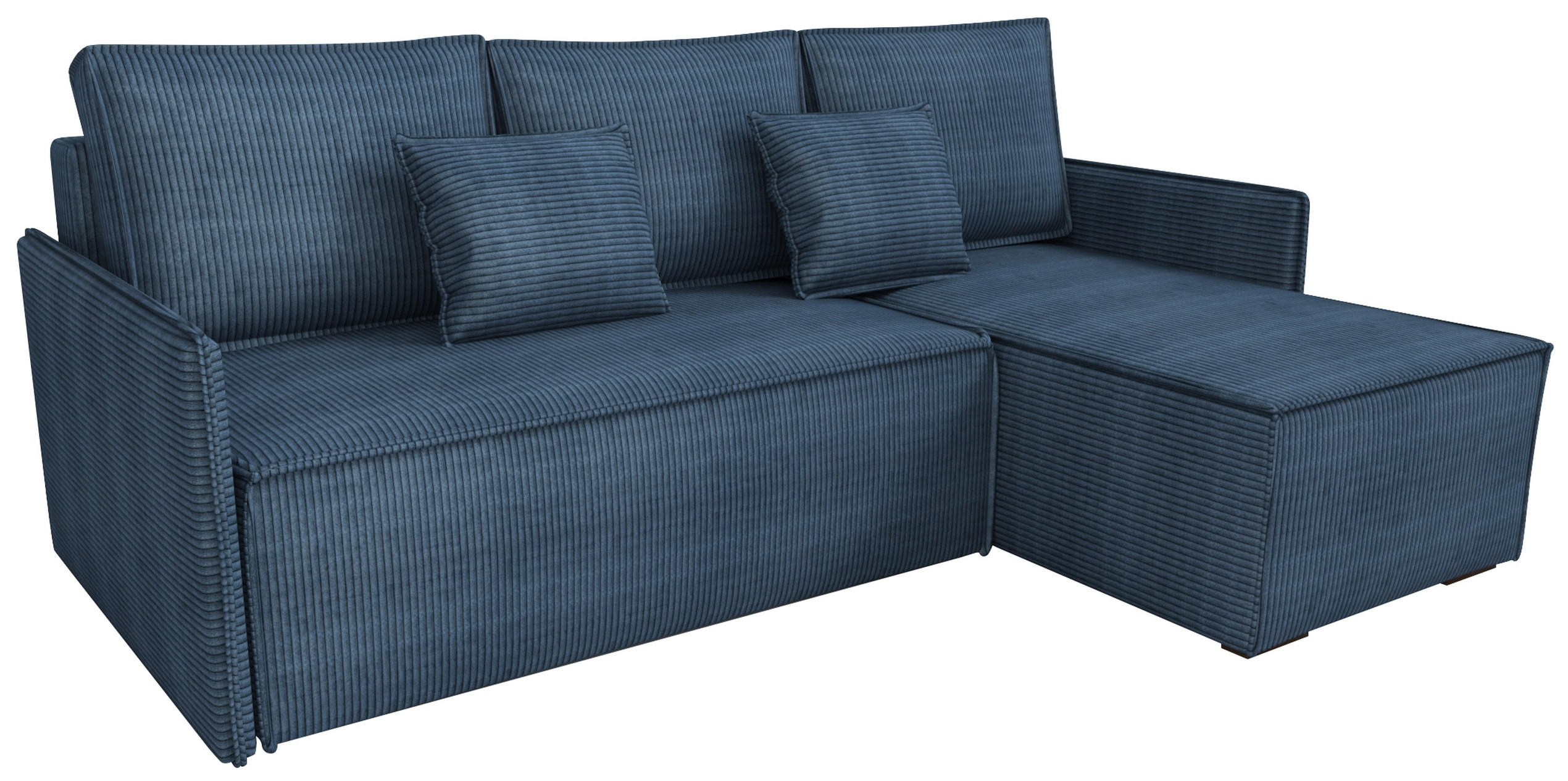 ECKSOFA Atlantic mit Schlaffunktion Blau Cord - Blau, Textil (238/141cm) - Bromarkt