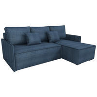 ECKSOFA Atlantic mit Schlaffunktion Blau Cord - Blau, Textil (238/141cm) - Bromarkt