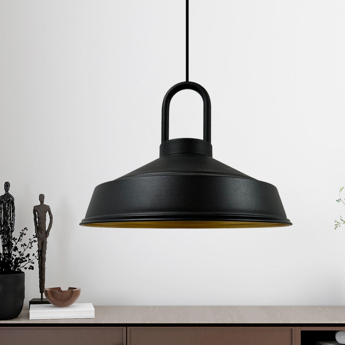 PENDELLEUCHTE SchwarzLocke - Schwarz, Metall (40/40/28cm) - Bamyum