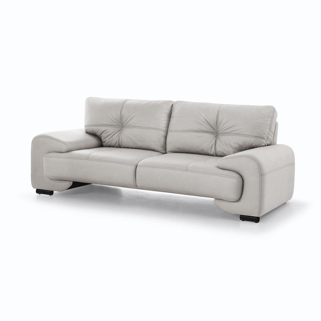 Thumbnail - Beautysofa Sitzgarnitur, Hellgrau, Leder, 225x88x98 cm, Wohnzimmer, Sofas & Couches, Sitzgarnituren