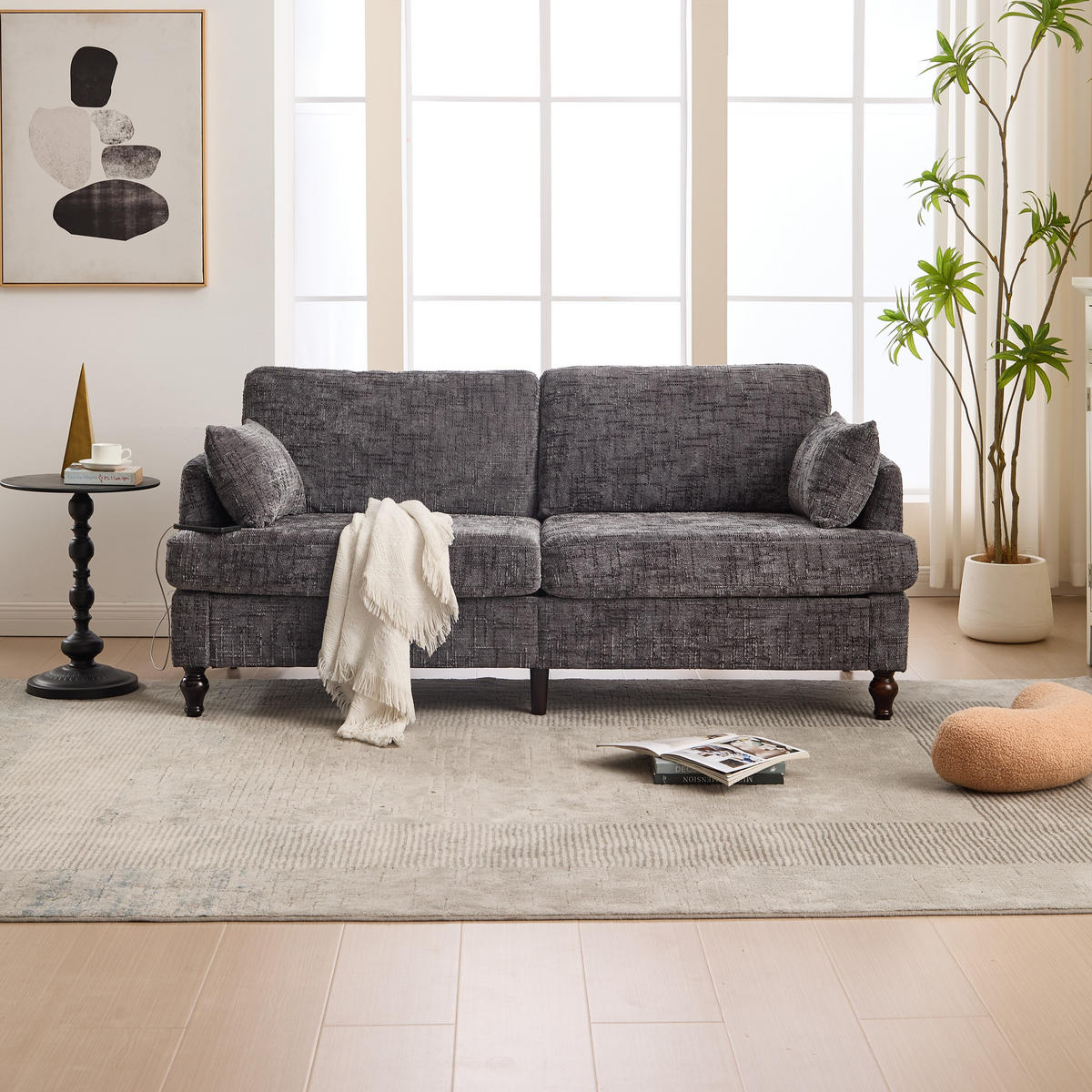 SOFA 2-Sitzer 175/83/78 cm Grau - Grau, Textil (83/78/175cm)