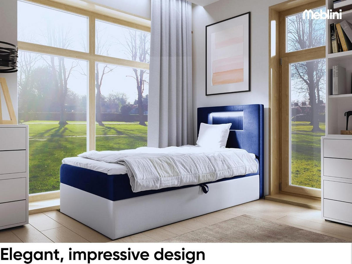 KINDERBETT GARETH 1 - Dunkelblau/Weiß, Holzwerkstoff (82/212cm) - Meblini