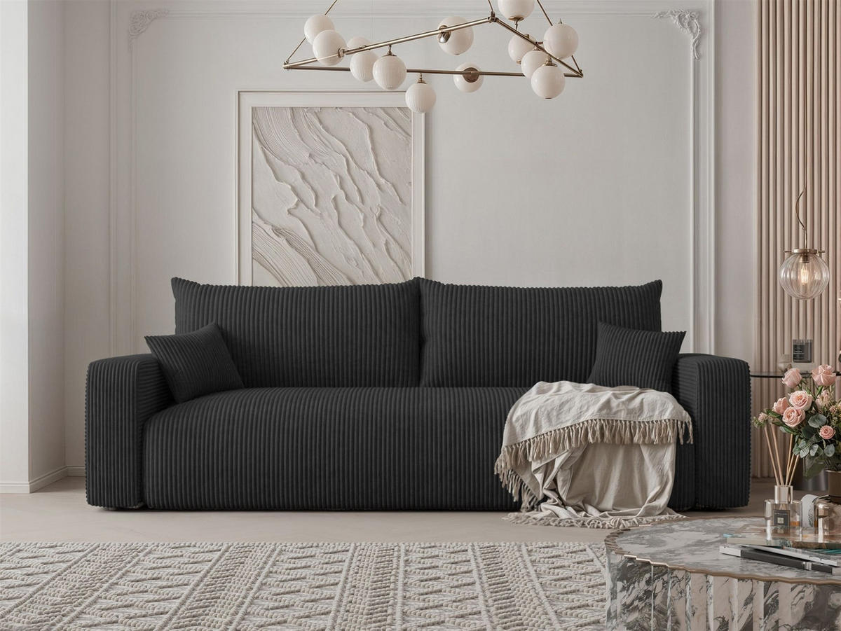 SCHLAFSOFA Luna - Schwarz, Holzwerkstoff/Textil (246/79/96cm) - Fun Möbel