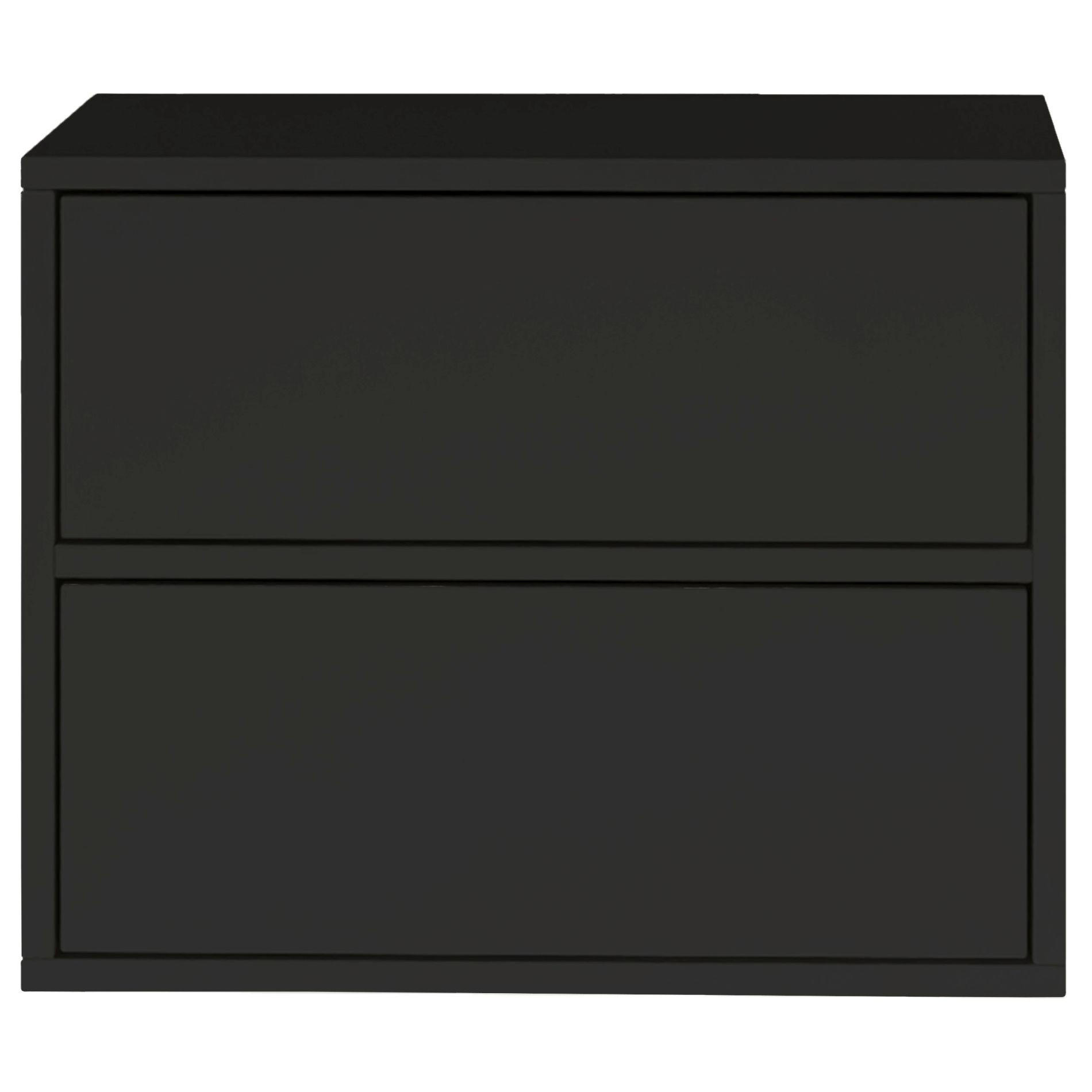 NACHTTISCH hängend Framme Schwarz mit 2 Schubladen, 50 cm - Schwarz, Holzwerkstoff (50/40/36cm) - Selsey