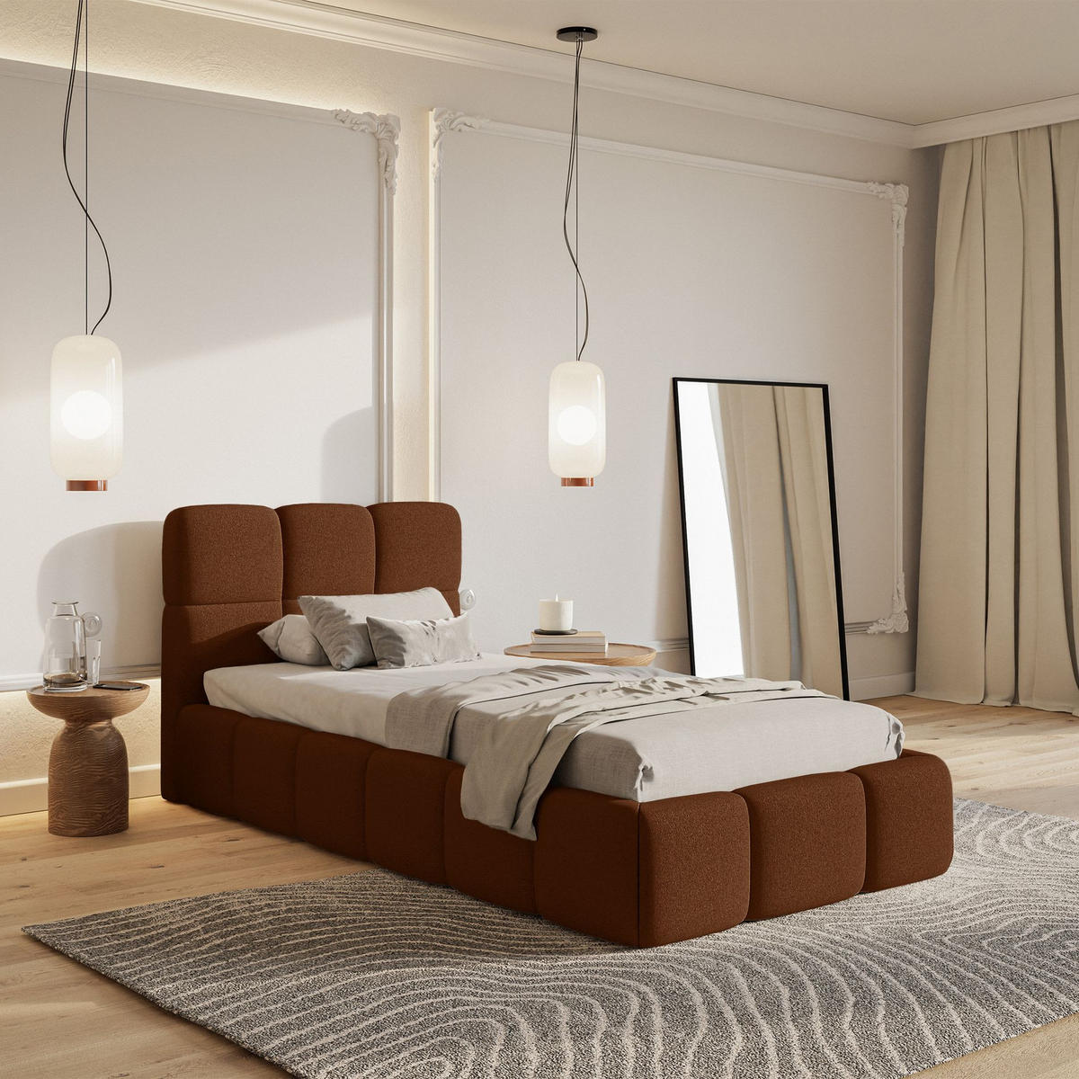 POLSTERBETT Cloudy Kupfer Chenille, Bettkasten & Lattenrost, 90x200 cm - Schwarz/Kupferfarben, Kunststoff/Textil (90/200cm) - Selsey