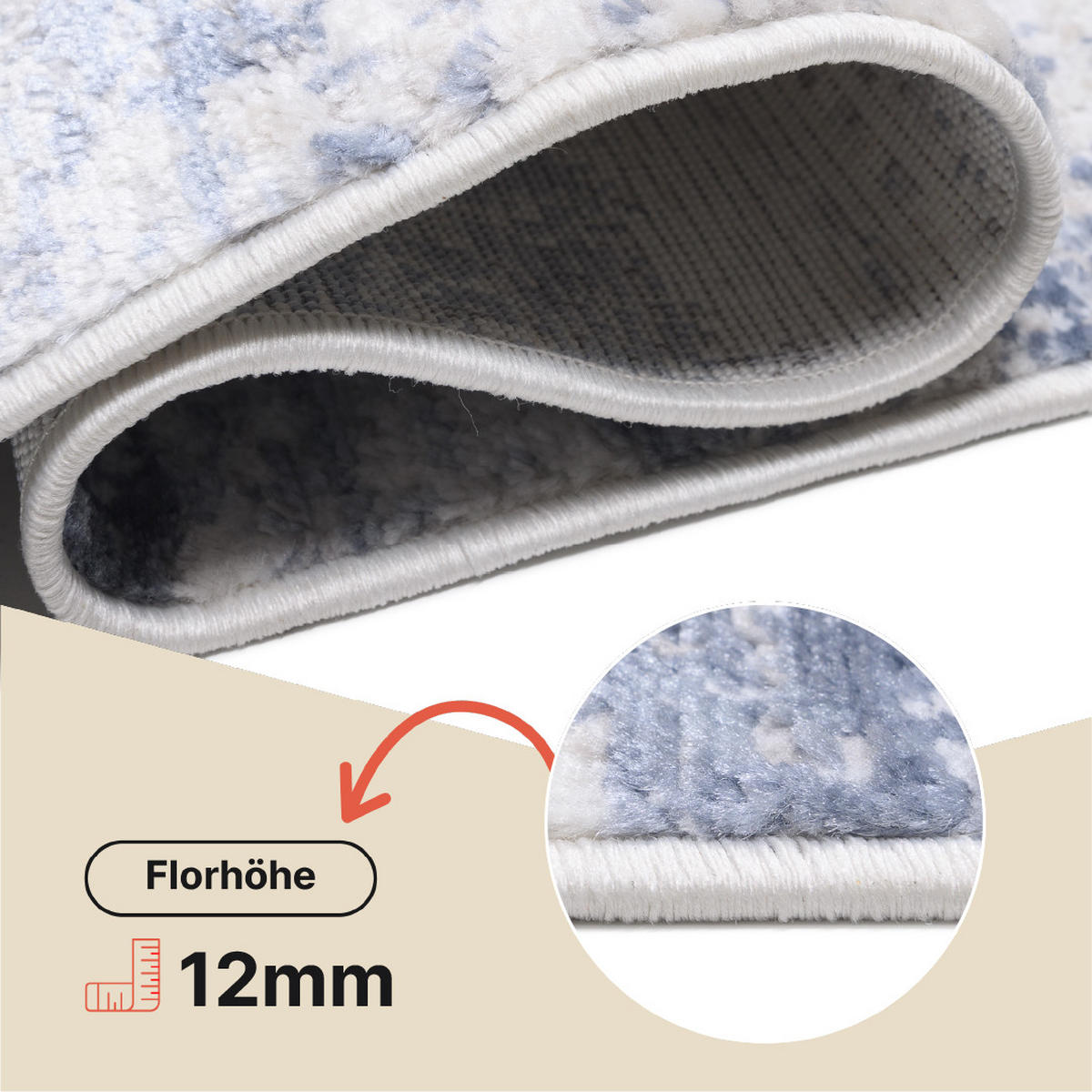 TEPPICH SKY Creme Grau 120/180 cm - Creme/Grau, Kunststoff (120/180cm) - Tapiso