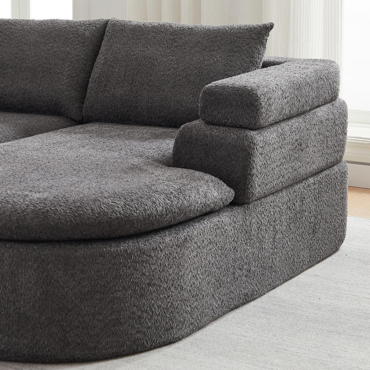 ECKSOFA DE-35270 mit Chaiselongue Anthrazit - Grau, Textil (170/260cm) - ComfortXL