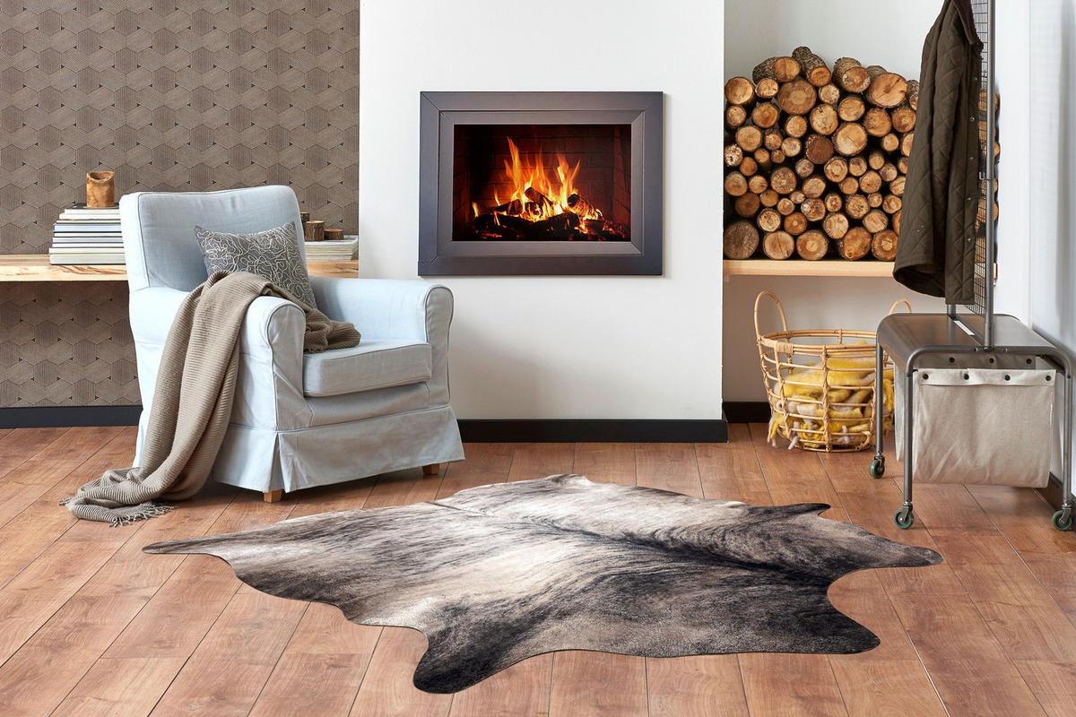TEPPICH Künstliches Rindsleder 155/195 cm - Grau, Textil (155/195cm) - rugsX