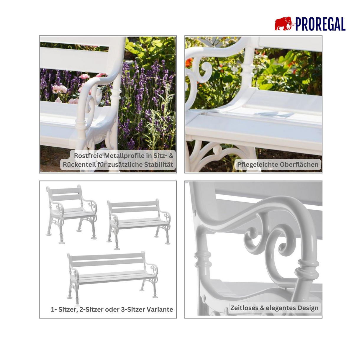 GARTENBANK Curacao 1 Sitzer Weiß 85 x 68 x 60 cm Witterungskunststoff & UV Beständiger Kunststoff - Weiß, Kunststoff (68/85/60cm) - PROREGAL