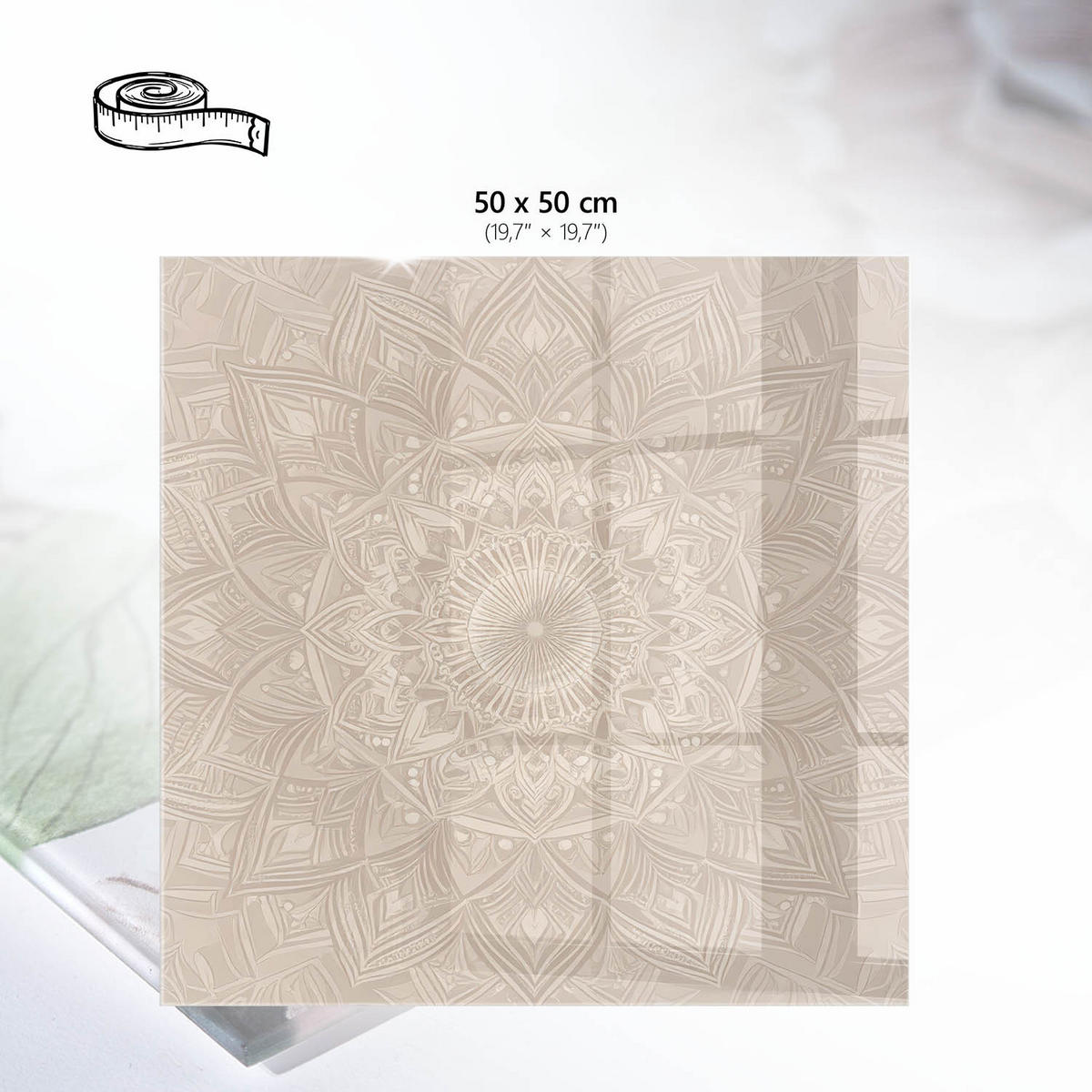 TISCHPLATTE 50x50 cm – Beige Mandala - Beige, Glas (50/50/0.4cm) - Wallfluent