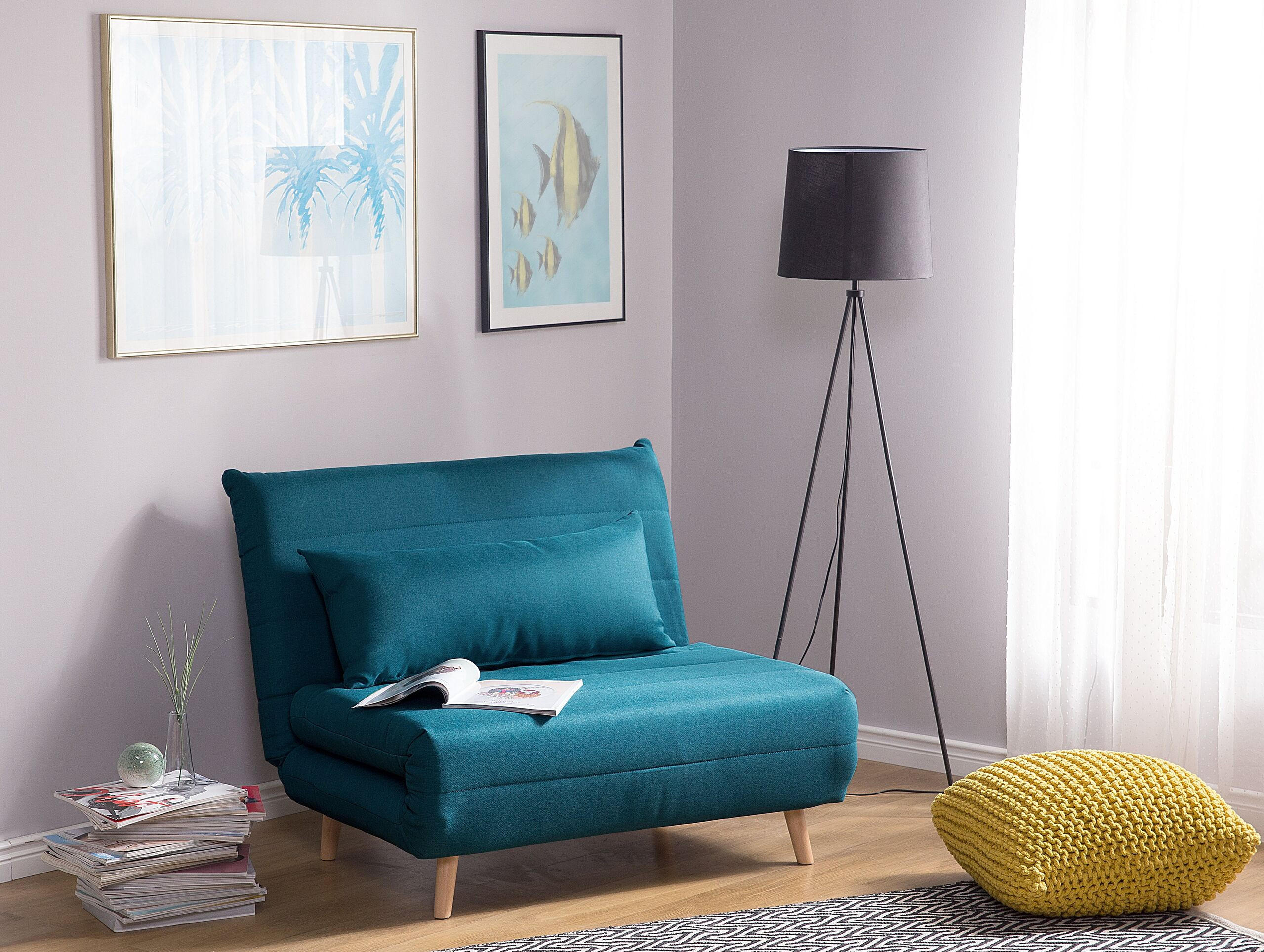 1-SITZER-SCHLAFSOFA Polyester Blau Setten - Hellblau, Textil (104/82/190cm) - Beliani