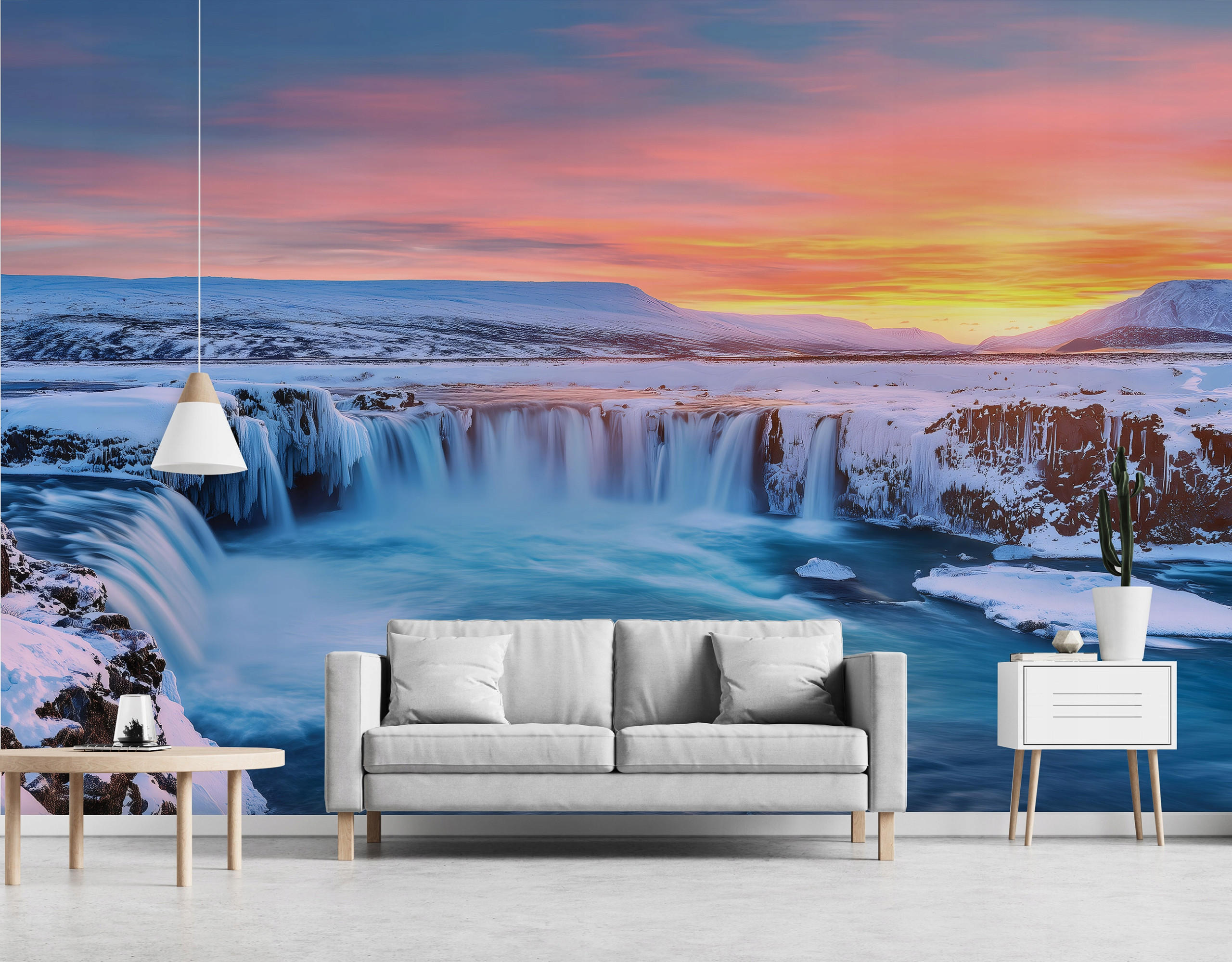 FOTOTAPETE Wasserfall Natur Blau 250x175 cm - Multicolor, Papier (250/175cm) - Wallarena